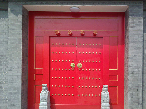 屏边中国传统四合院系列朱红色中式木制大门木作